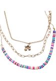 Urban Classics Flower Bead Various Layering Necklace 3-Pack gold