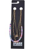 Urban Classics Flower Bead Various Layering Necklace 3-Pack gold