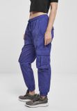 Urban Classics Ladies High Waist Crinkle Nylon Cargo Pants bluepurple