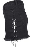 Urban Classics Ladies Denim Lace Up Skirt black washed