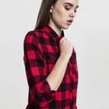 Dámská košile Urban Classics Ladies Turnup Checked Flanell Shirt blk/red