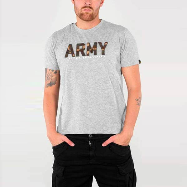 Levně Pánské tričko Alpha Industries Army Camo T-shirt Grey