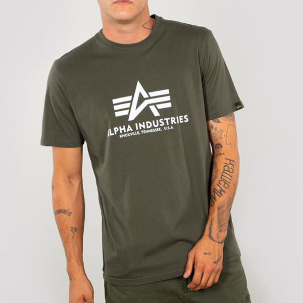Levně Pánské tričko Alpha Industries Basic T-Shirt Dark Olive