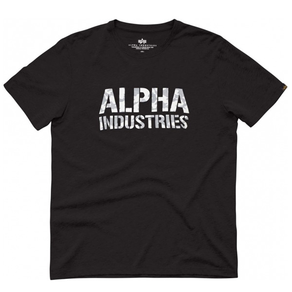 Levně Pánské tričko Alpha Industries Camo Print Tee Black