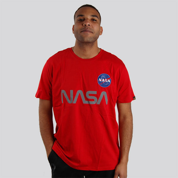 Levně Pánské tričko alpha industries NASA Reflective T-Shirt Red