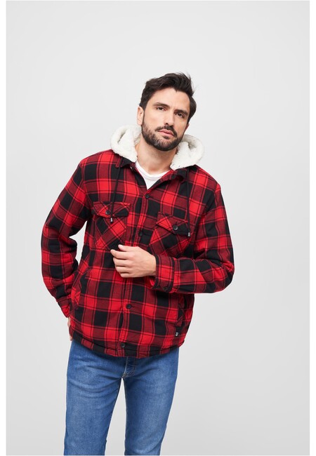 Levně Brandit Lumberjacket hooded red/black