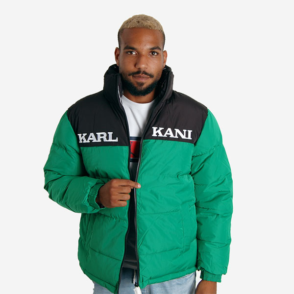 Levně Obojstranní Zimní bunda Karl Kani Retro Block Reversible Puffer Jacket green/black/white