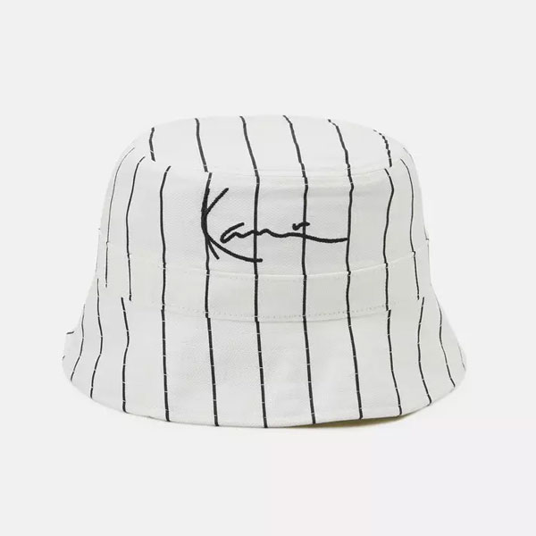 Levně Karl Kani Signature Pinstripe Bucket Hat white