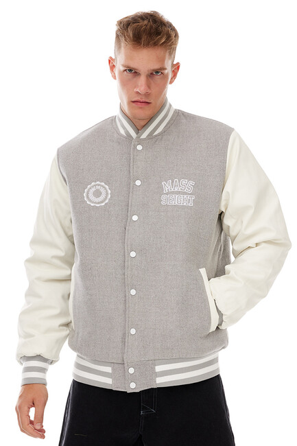 Levně Mass Denim Athletic Baseball Jacket heather grey