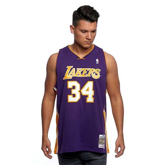 Levně Mitchell & Ness Los Angeles Lakers #34 Shaquille O'Neal purple Swingman Jersey