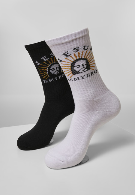 Mr. Tee Jesus Is My Bro Socks 2-Pack black/white
