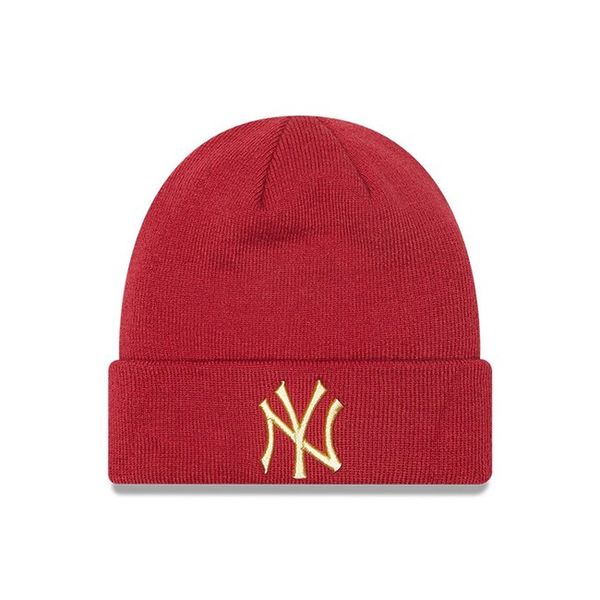 Kulich NEW ERA MLB League essential Cuff knit Metallic logo NY Yankees Red
