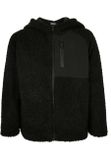 Urban Classics Boys Hooded Sherpa Zip Jacket black