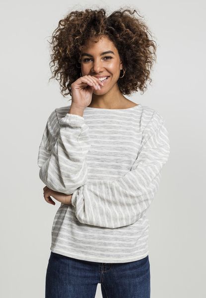 Urban Classics Ladies Oversize Stripe Pullover grey/white