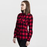 Dámská košile Urban Classics Ladies Turnup Checked Flanell Shirt blk/red