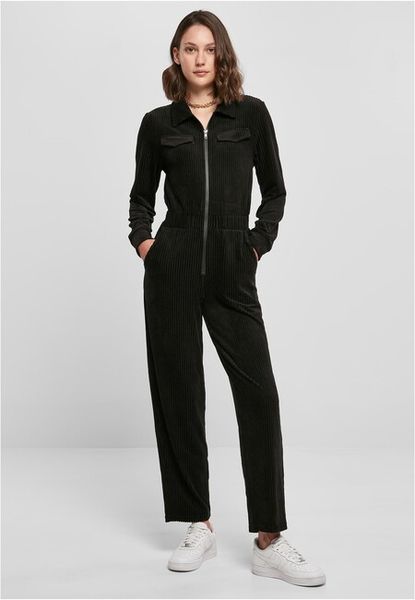 Urban Classics Ladies Velvet Rib Boiler Suit black