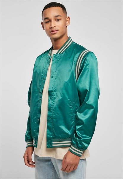 Urban Classics Satin College Jacket green