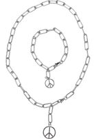 Urban Classics Y Chain Peace Pendant Necklace And Bracelet silver
