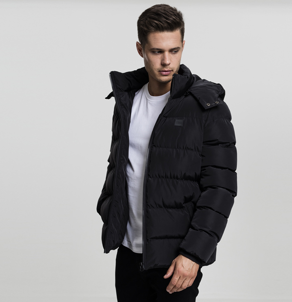 Levně Urban Classics Hooded Puffer Jacket black