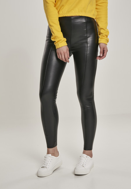 Levně Urban Classics Ladies Faux Leather Skinny Pants black