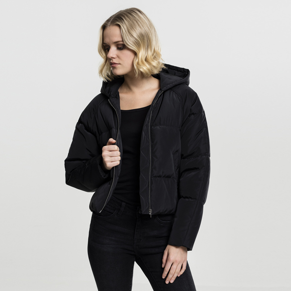 Levně Urban Classics Ladies Hooded Oversized Puffer Jacket black