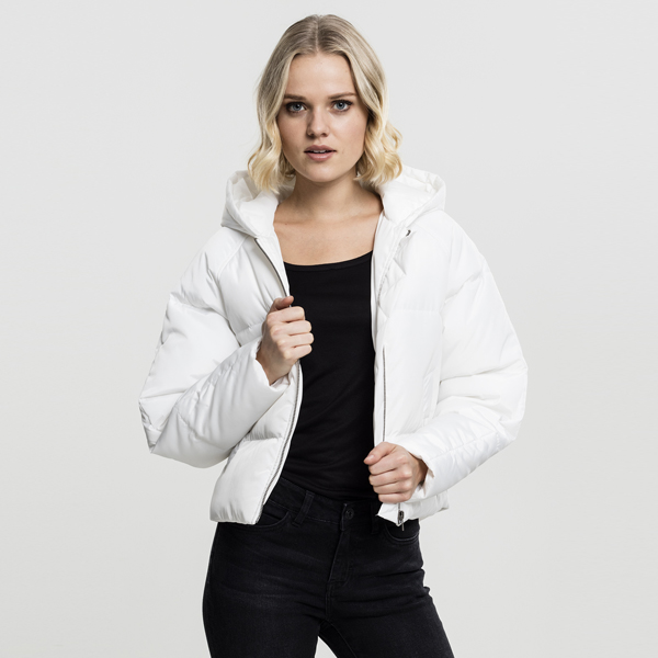 Levně Urban Classics Ladies Hooded Oversized Puffer Jacket offwhite