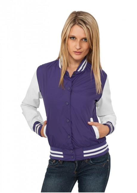 Levně Urban Classics Ladies Light College Jacket pur/wht