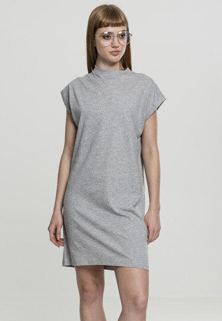 Levně Urban Classics Ladies Turtel Extended Shoulder Dress grey
