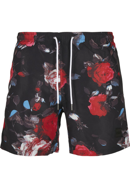 Levně Urban Classics Pattern Swim Shorts black rose aop