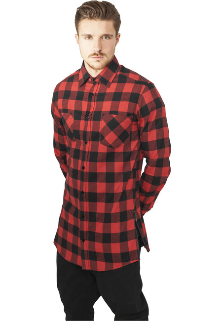 Levně Urban Classics Side-Zip Long Checked Flanell Shirt blk/red