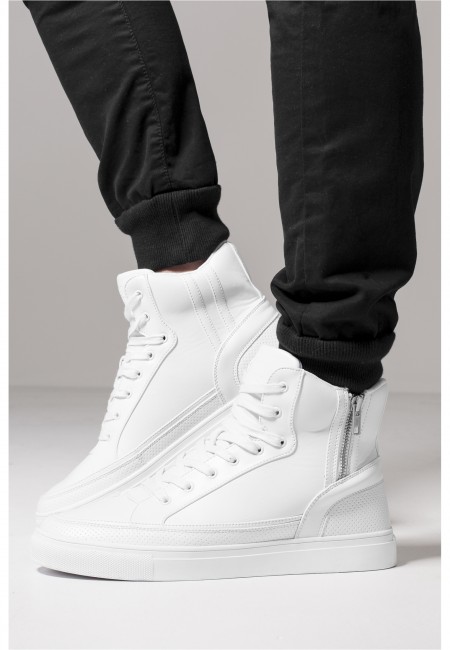 Levně Urban Classics Zipper High Top Shoe white